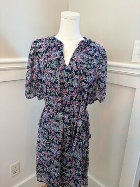 Collective Concepts Floral Tie Waist Dress Small Boho Casual Office Midi Mini